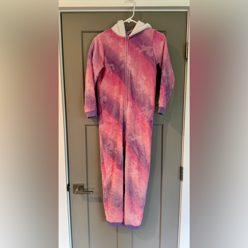 Cosmic Pink and Purple Footie Pajamas with Swirling Tie-Dye